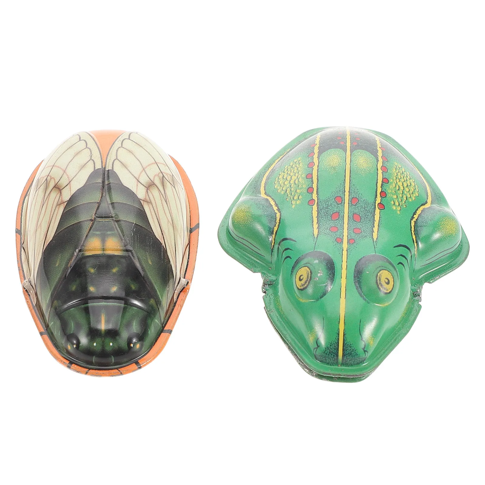 

1Set Tinplate Cicada and Frog Plaything Lifelike Vintage Design Retro Tabletop Decor for Home Office Shelf Collection Nostalgic