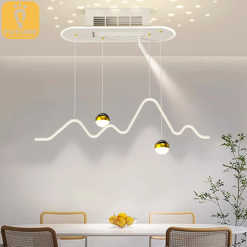 Modern Ceiling Fan Chandelier Light Kitchen Table Hanging Lamp Fixture Dimmable Indoor AirMultiplier Ceiling Fan Pendant Light