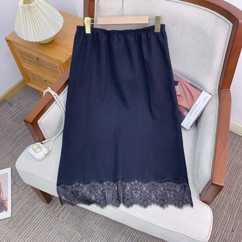 

Шерстяная фланелевая юбка с кружевной эластичной талией, прямой крой, для повседневной носки, женская модная коллекция, зимняя коллекция, китайский стиль