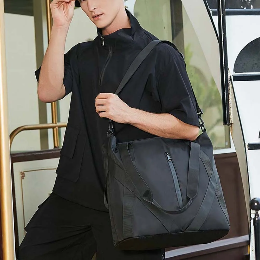 

Oxford Cloth Black Men's Handbag Japanese Style Large Capacity Outdoor Travel Pouch Smooth Casual Waterproof Messenger Bag Work