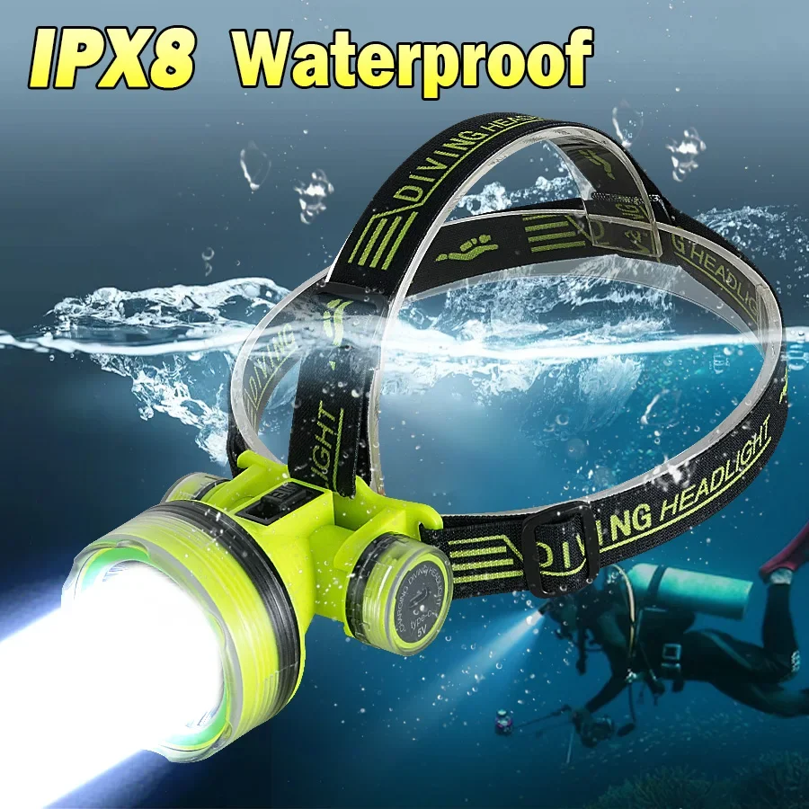 10000 Meters Underwater Diving Headlight Waterproof Super Bright LED Diver Spearfishing Headlamp Head Torch Lamp Head Flashlight view 3