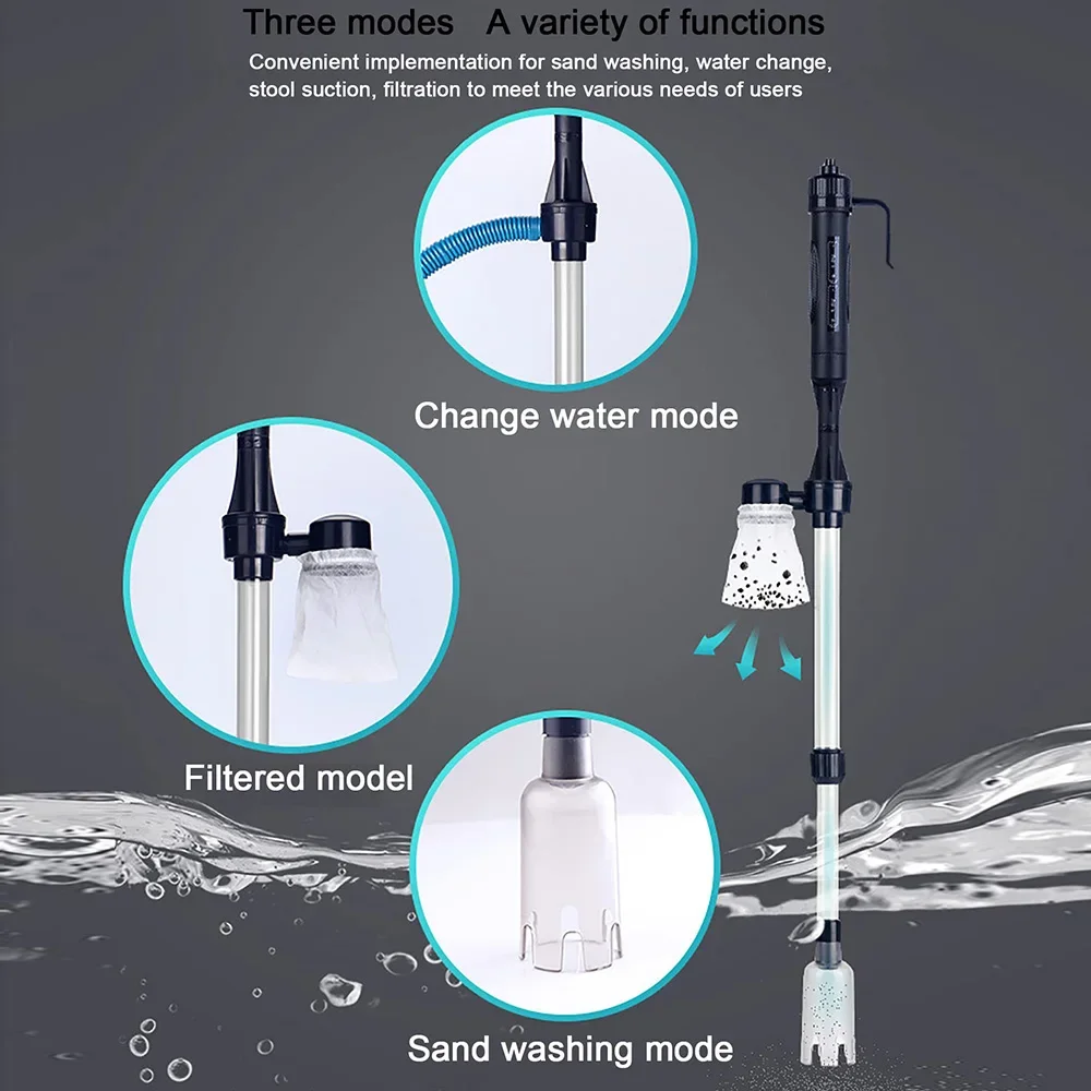 New Electric Large Fish Tank Water Changing Pump Cleaning Tool Water Changer Gravel Cleaner Siphon Aquarium Filter Pump Hair cut