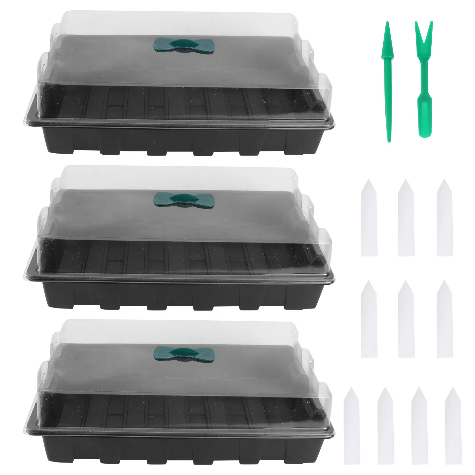 

Набор из 3 пластиковых лотков для рассады из ПВХ с прозрачной крышкой, 24 ячейки, для выращивания микрозелени и проращивания растений