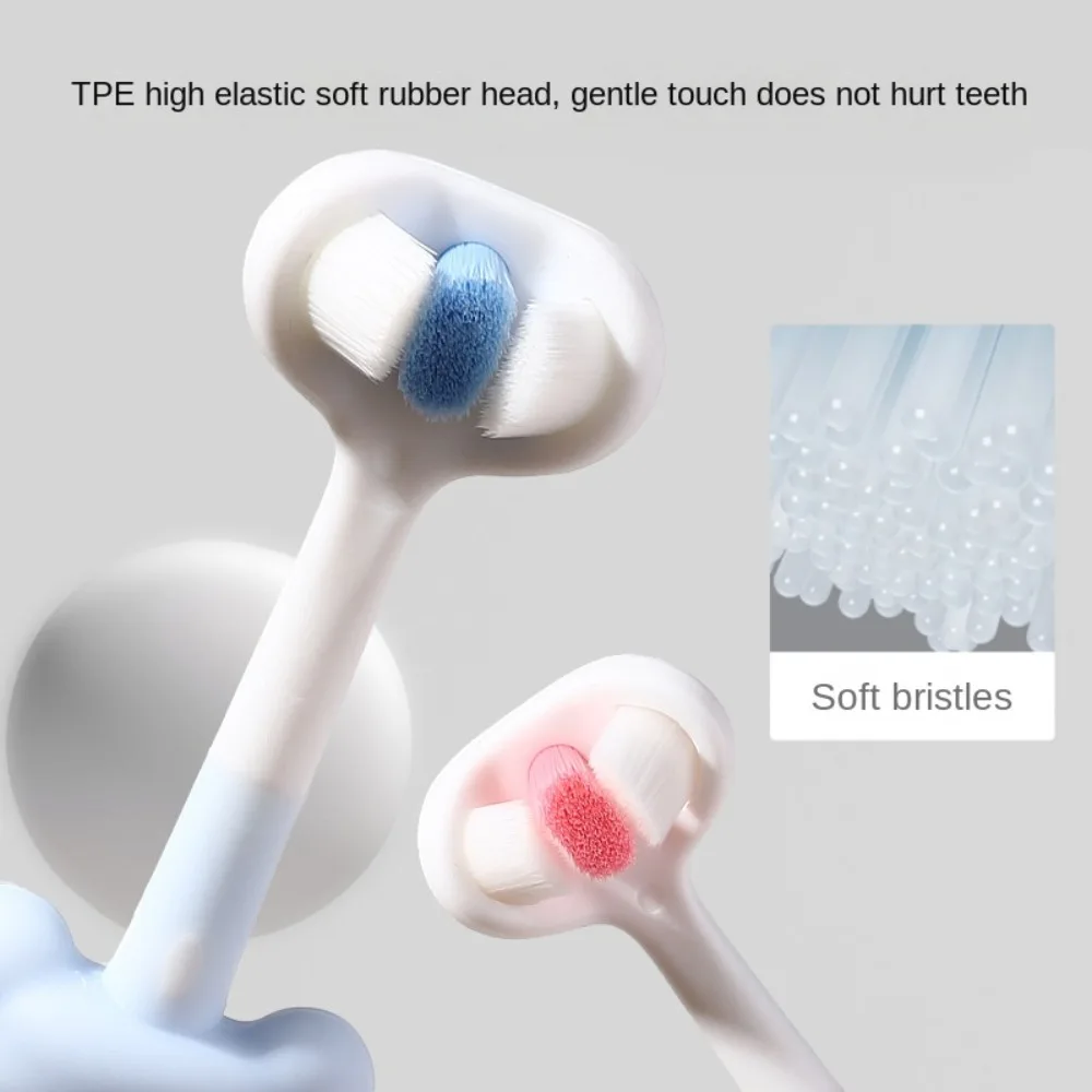 Limpeza profunda 3d estéreo escova de dentes 360 graus limpeza dos dentes três lados escova de dentes doce cor envoltório crianças cuidados orais