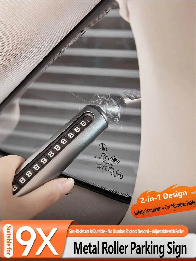 For ZEEKR 9X 2025 2026 Car Temporary Parking Number Plate Aluminum Alloy Rolling Adjustable Moving Car Hidden Card
