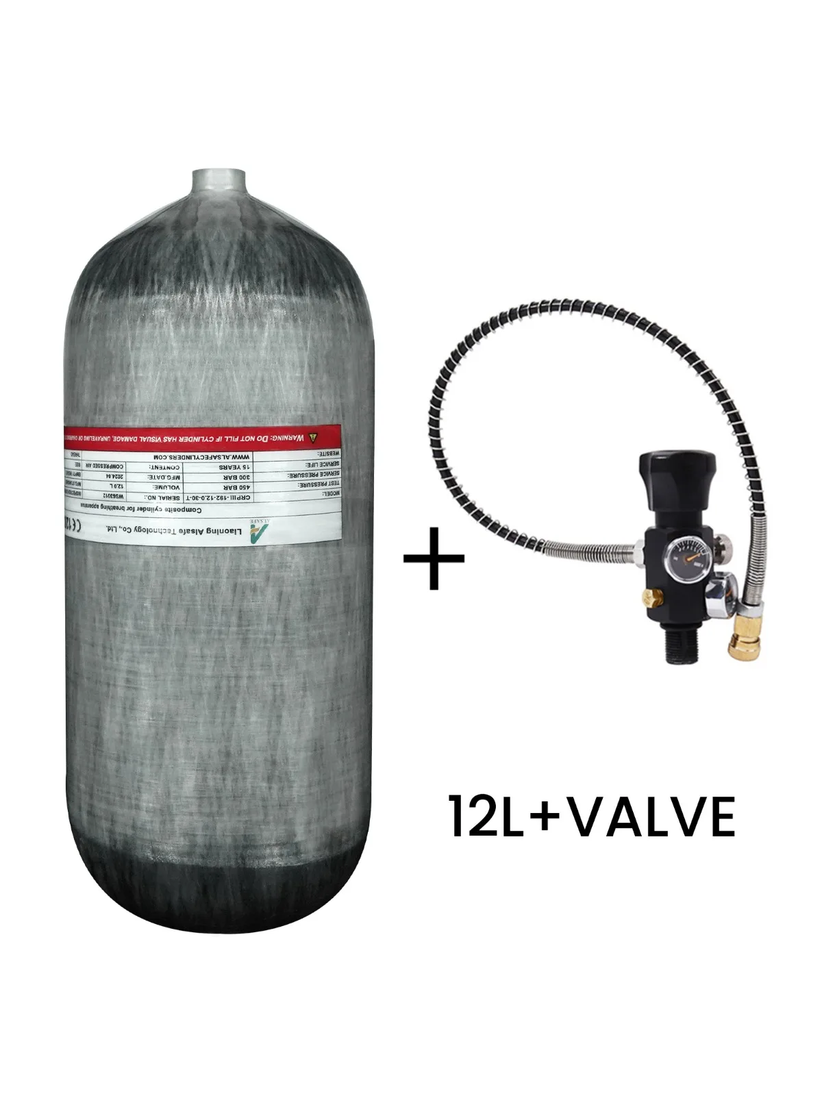 Tuxing 300bar 12l Koolstofvezel Cilinder Met Regelklep Voor Onderwater Zwemmer Apparatuur Hogedruktank - afbeelding 2