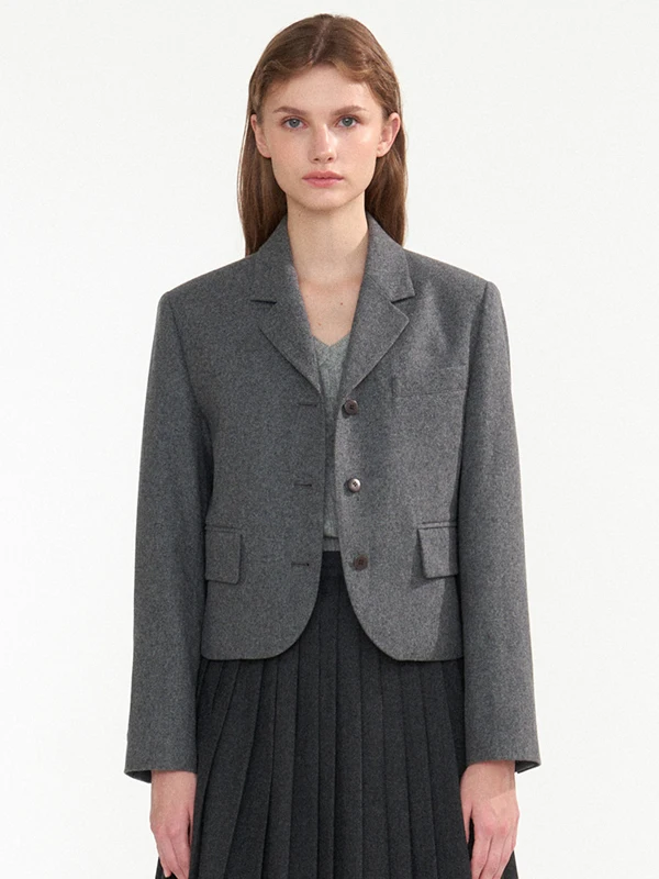 

Ladies' Woolen Suit Jaet Loose Long Sve Slimming Autumn Winter Outerwear Button ket Detail Formal Wear ort Length