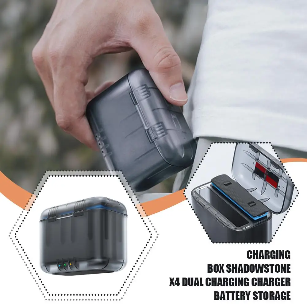 Dual Channel Battery Charger Hub For Insta360 X4 Fast Charge Box Charging Case For Insta360 X4 Camera Battery Charge Access N5J3