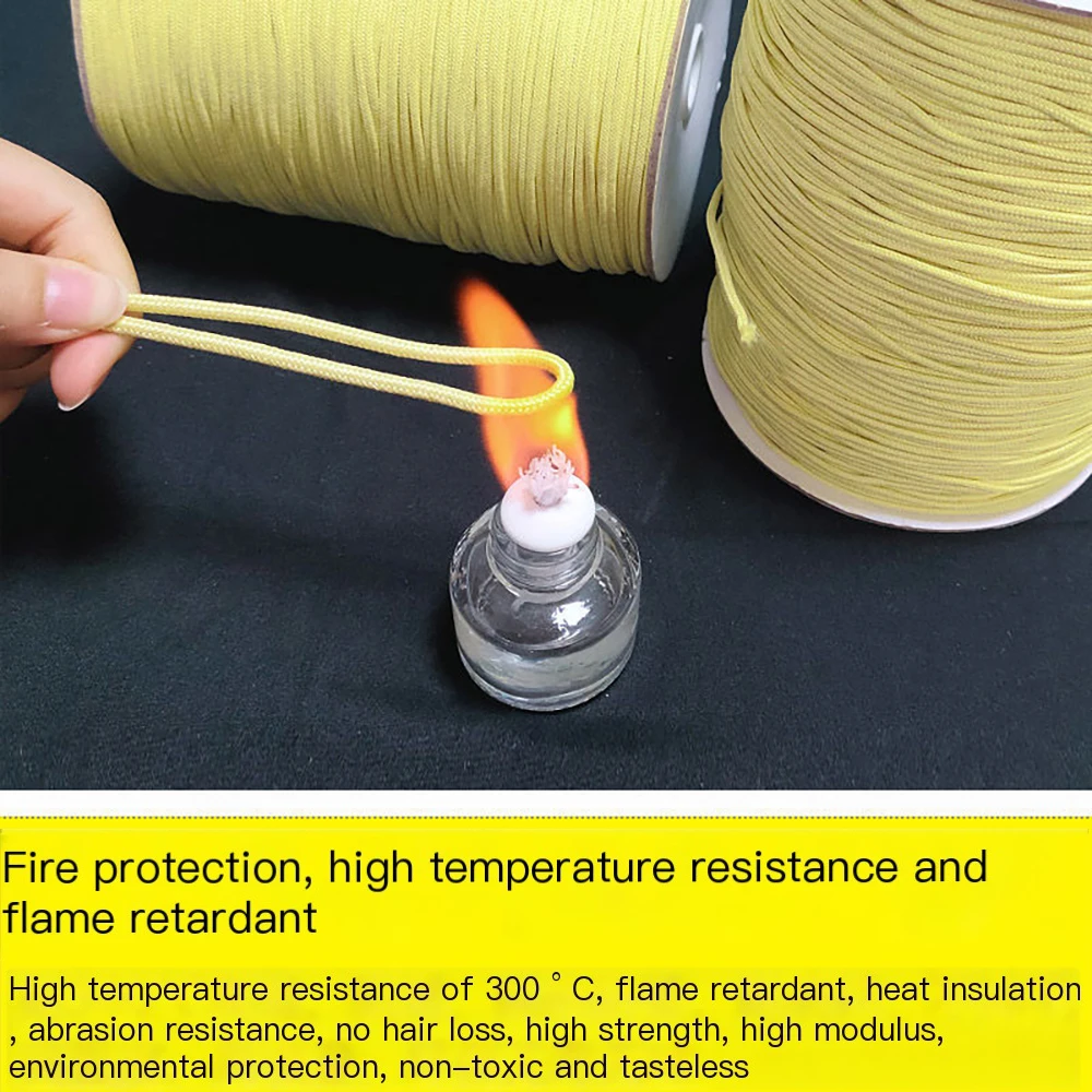 High Temperature Resistant Fire High Strength Aramid Thread Flame Retardant Anti-Scalding Heat Insulation Rope 0.5-3mm 10M