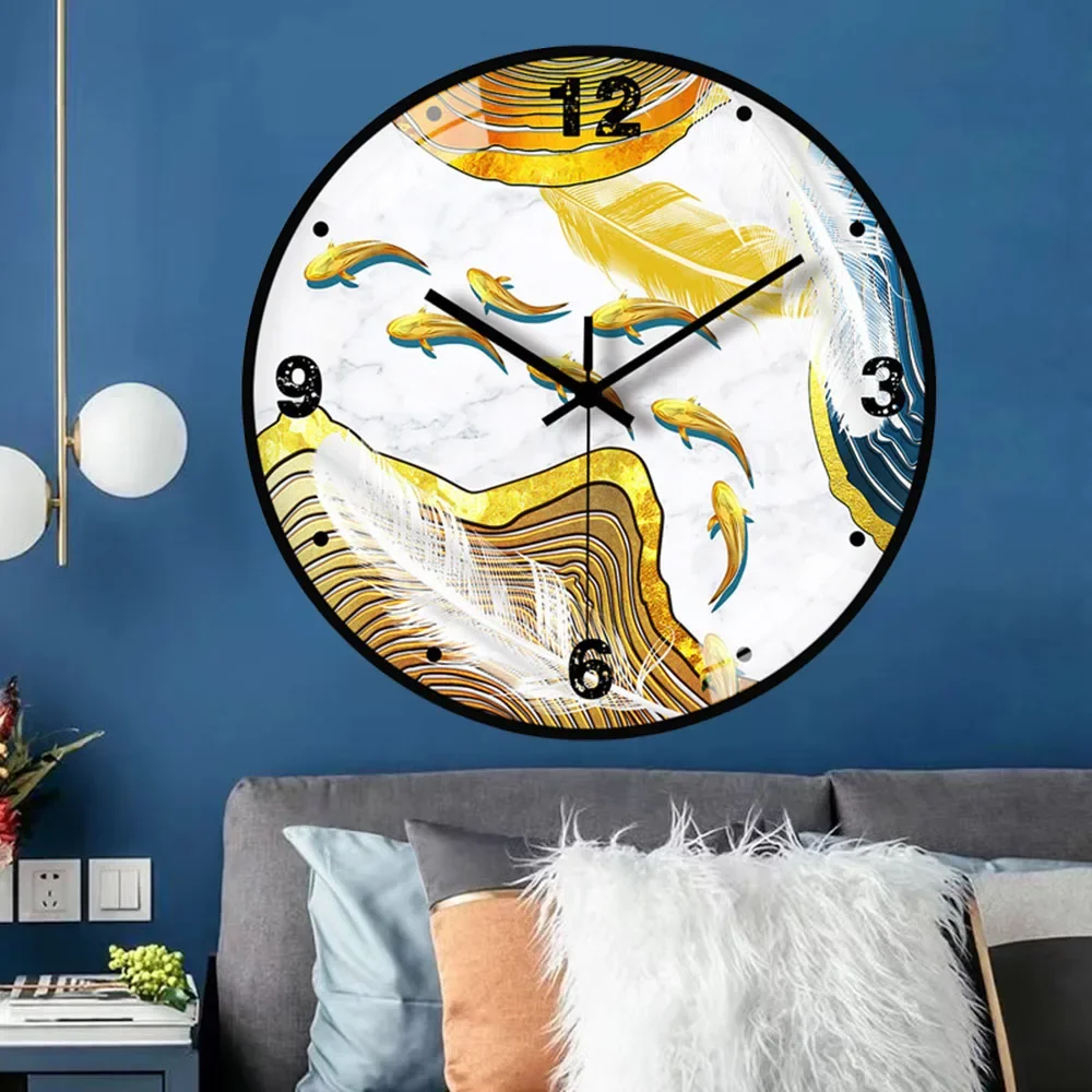 Clocks and Watches Living Room Home Wall Clock Mute Creative Quartz Clock Bedroom Clock Decoration Free Punch 12inch Watch Wall