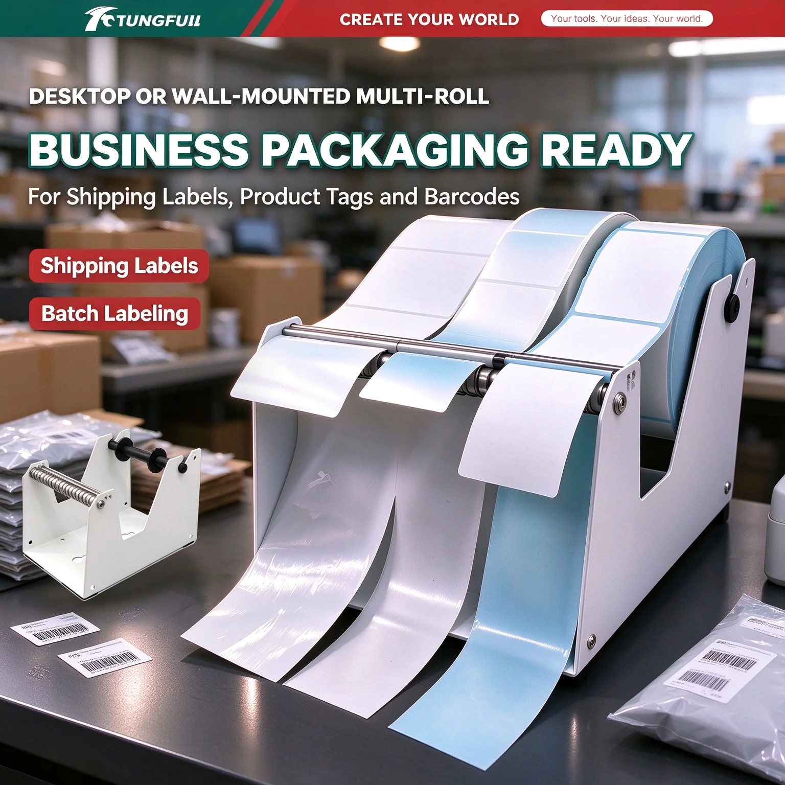 TUNGFULL Manual Label Dispenser for Multiple Rolls Single Row Sticker Peeling Machine 60mm 120mm 160mm Adjustable Width Sturdy