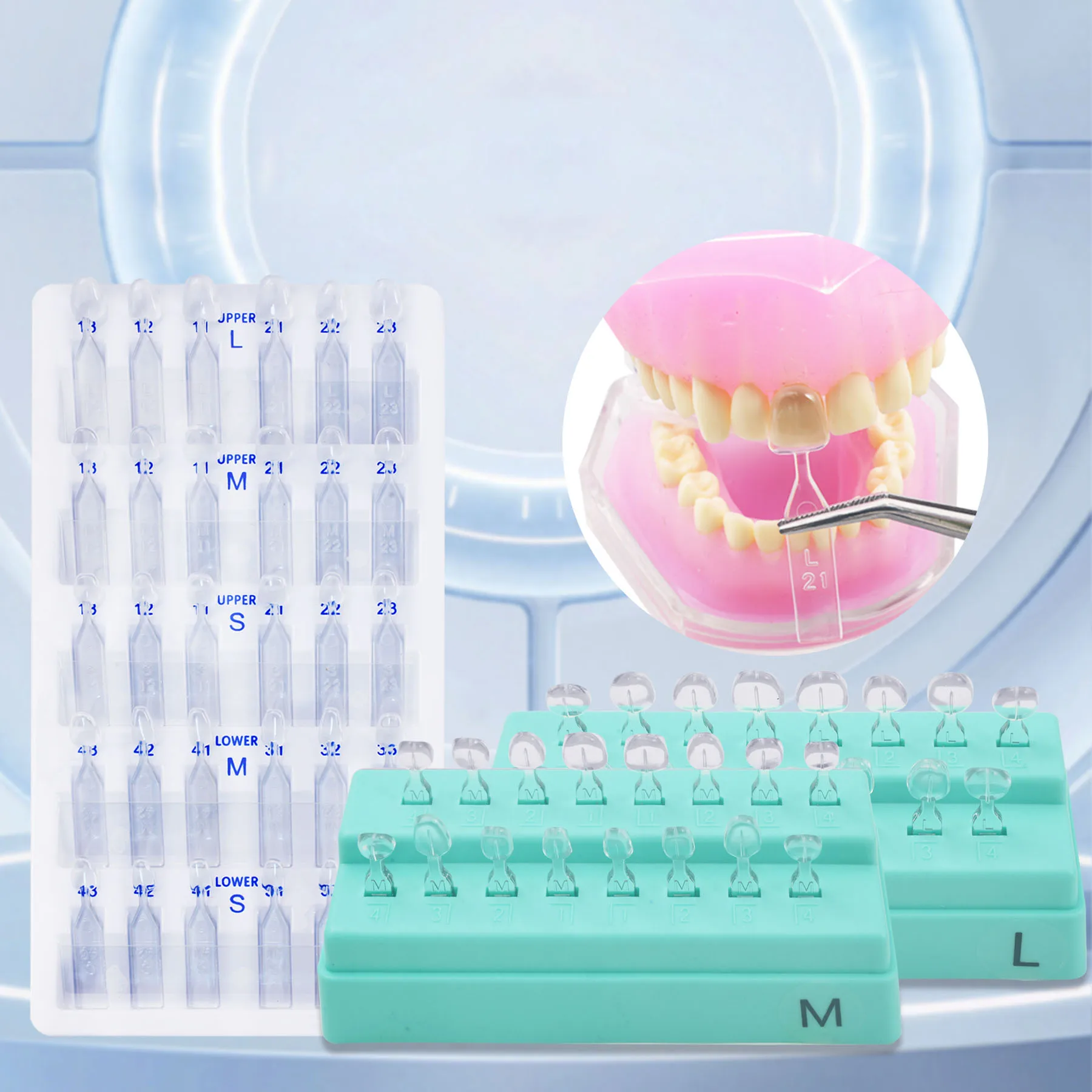 

1 комплект, набор форм для стоматологического шпона, форма для композитной смолы, светоотверждаемый автоклав, передняя форма для зубов, инструменты для отбеливания зубов