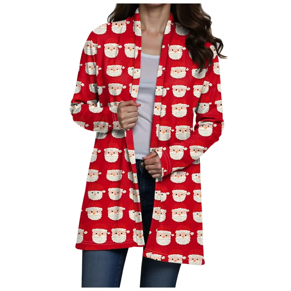Ladies Casual Christmas Printed Cardigan For And Winter Loose And Fashionable Cardigan Women Vintage Loose Windbreaker Jackets