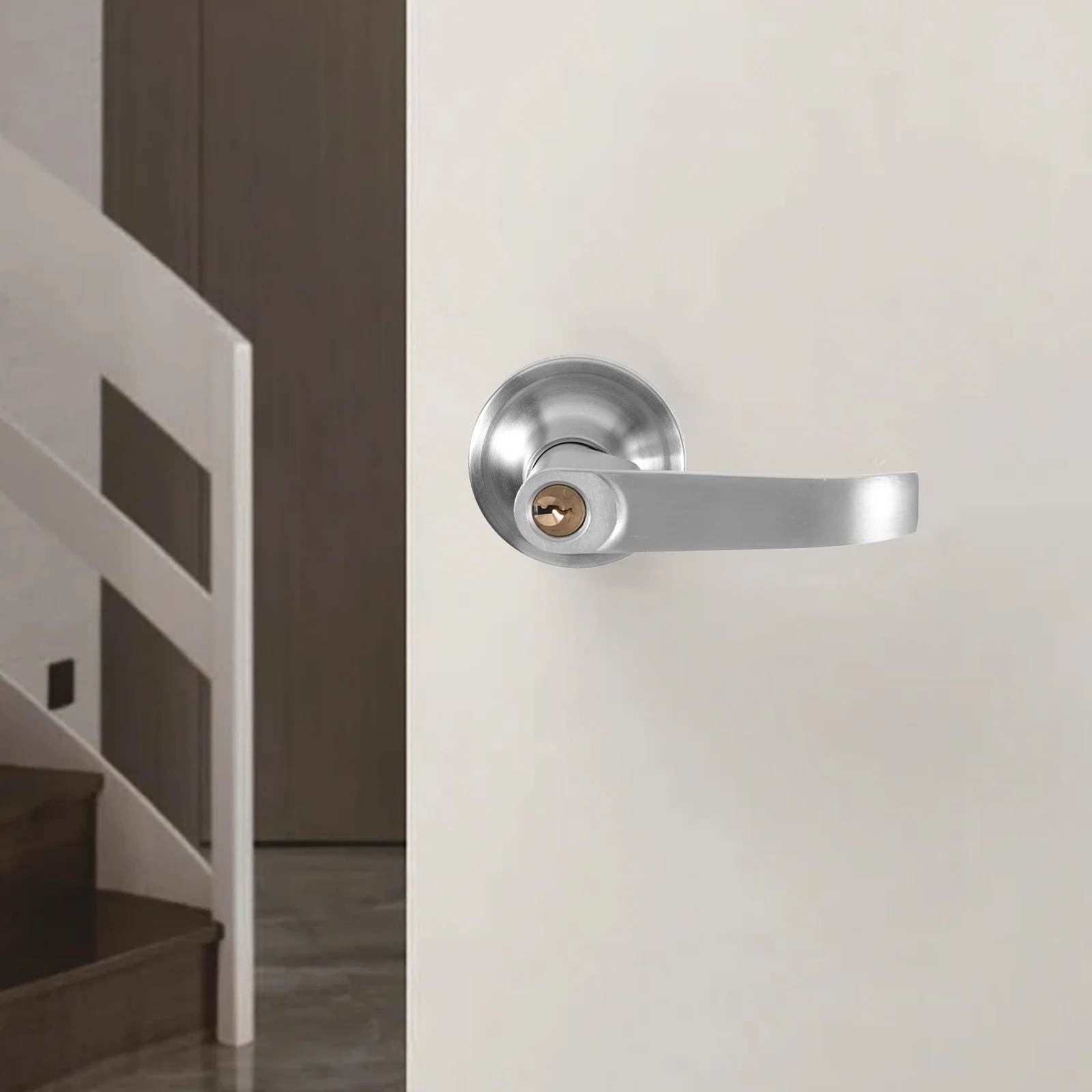 

1 set 1 Set Of Ball Handle Lock Thickened Cylinder Bolt Sturdy For Bedroom Bathroom Interior Knob With Key Entry Door Lock Door