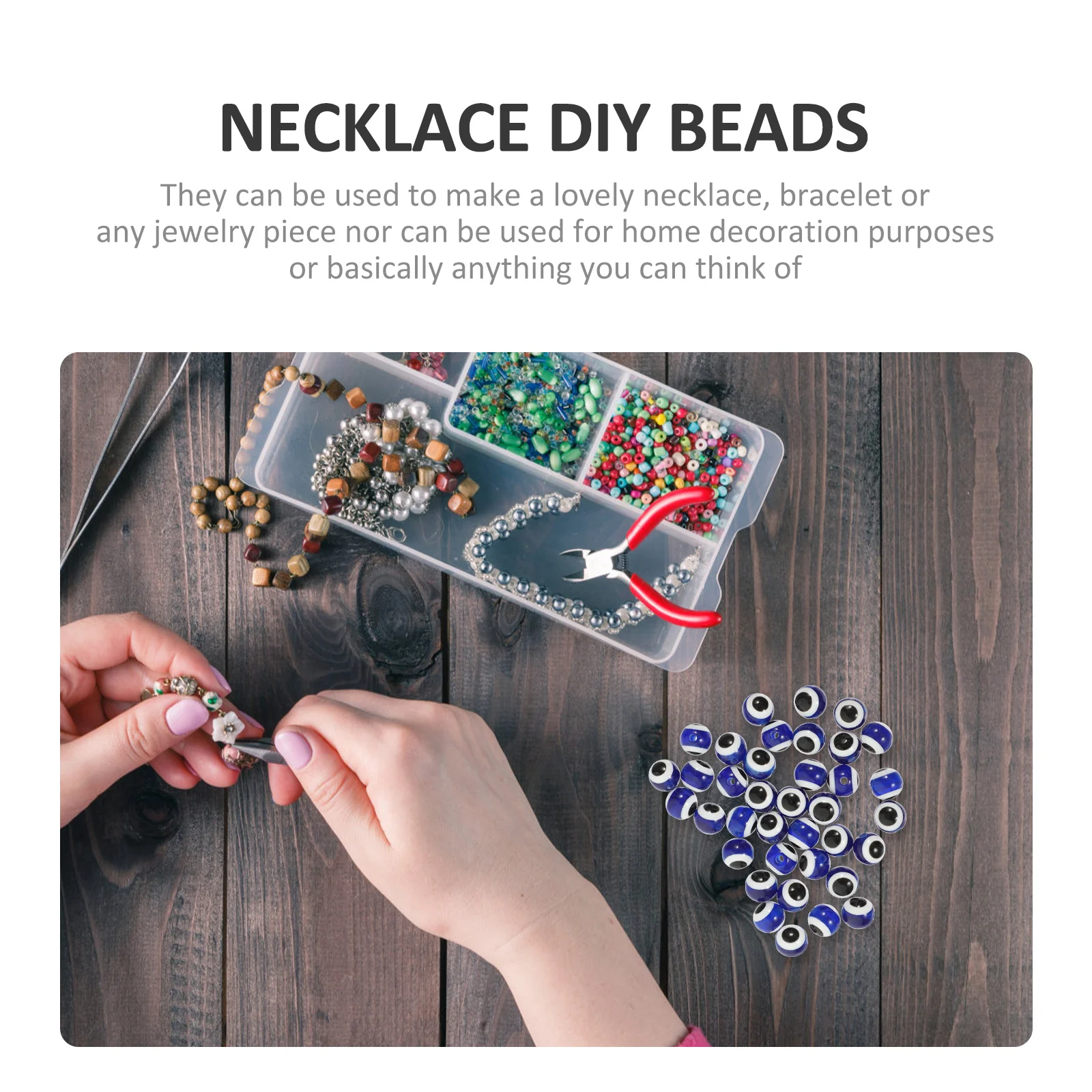 

100Pcs Round Evil Eye Beads DIY Plastic Jewelry Charms for Necklace Bracelet Craft Making Evil Eye Charms Necklace DIY Beads