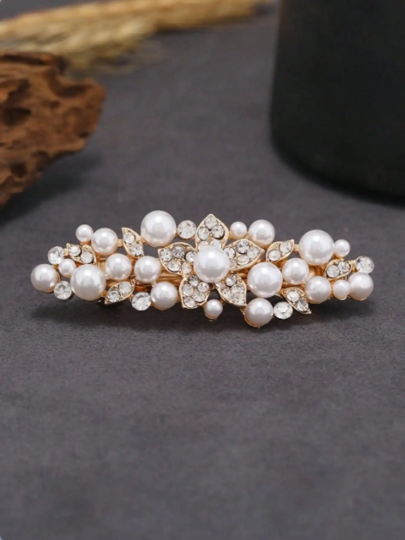 

Faux Pearl & Rhinestone Decorated French Hair Clip, Elegant Hair Accessory, Hair Clip, Hair Barrette, School Supplies, Women Hair Decoration,Summer,Holiday,Travel, Claw Clips