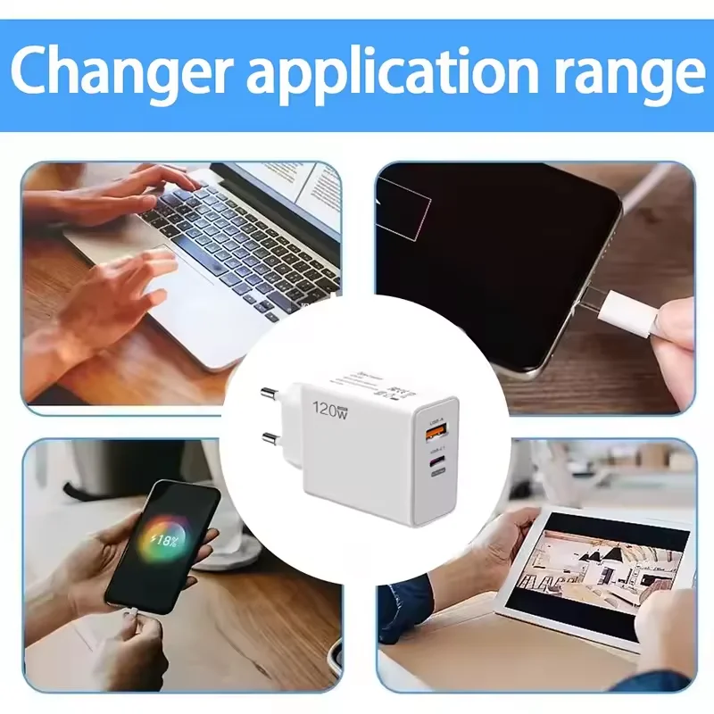 Xiaomi 120w Super Fast Charging 2 Port GaN Head Charging EU US UK Mobile Phone Charger For iPhone Huawei Samsung Wall Charger - náhled 3