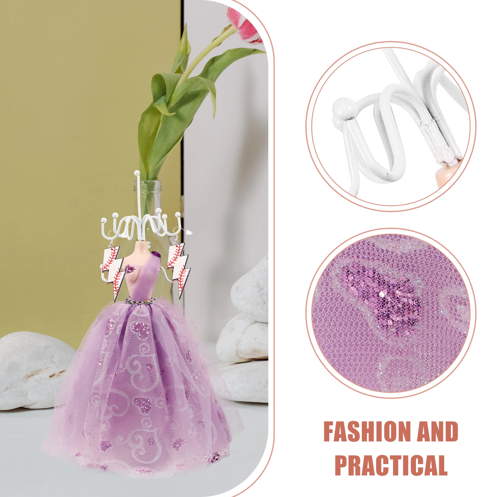 

Jewelry Box Storage Necklace Display for Selling Purple Plastic Sturdy Iron Novelty Shape Bracelet Holder Stand Earring Rack