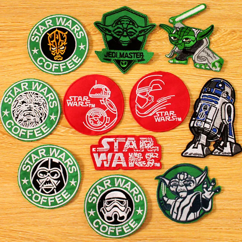 Patch bordado de Star Wars Disney para roupas, patches de ferro, mandaloriano, Yoda, bebê, Darth Vader, soldado, acessórios de vestuário