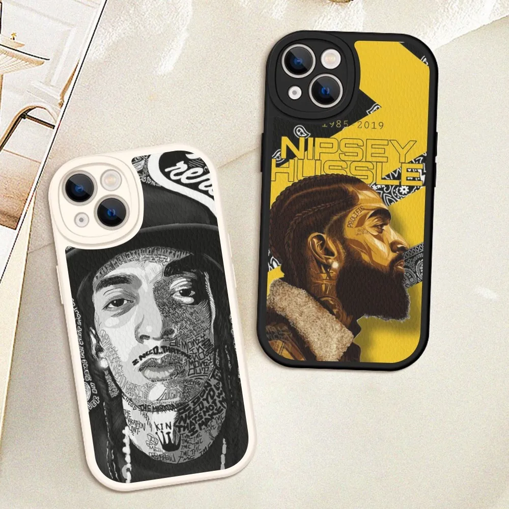 N-Nipseys Rapper H-Hussles Phone Case Hard Leather For IPhone 16 15 14 13 12 Mini 11 14 Pro Max Xs X Xr 7 8 Plus Fundas