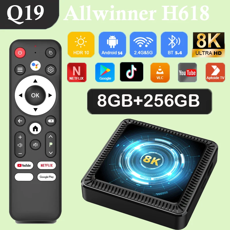 Android14 TV Box Q19 Allwinner H618 يدعم 2.4G&5G Dual Wifi 8K128G 256G Rom Set Top Box Media Player TV Box Voice Set Top Box #1