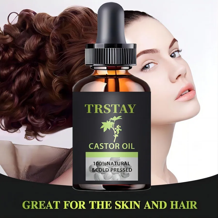 TRSTAY-Óleo de Crescimento Capilar para Cílios e Sobrancelha, 100% Pure Natural Organic, Óleo de Rícino Pressionado, Cílios e Sobrancelhas Crescimento Capilar