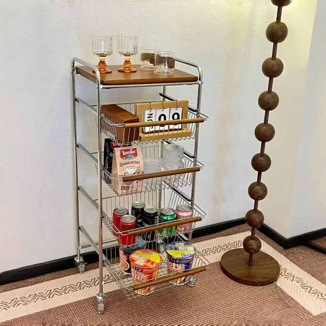 Carrinho de Armazenamento Móvel Multiuso para Cozinha e Quarto com Rodas, Estilo Vintage Lula, para Organização Doméstica