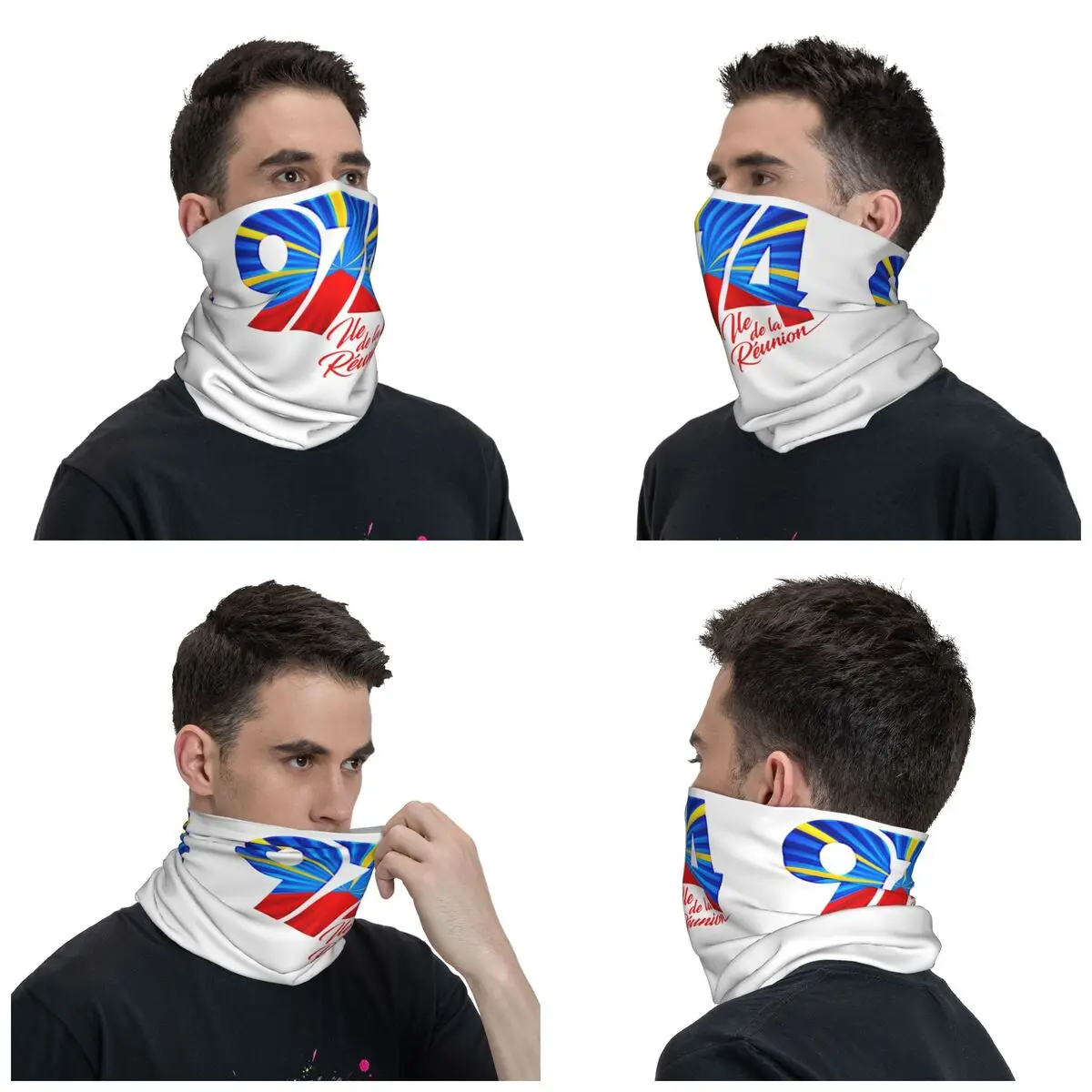 974 Reunion Island Logo Bandana Neck Warmer Women Men Winter Hiking Ski Scarf Gaiter Reunionese Proud Face Cover