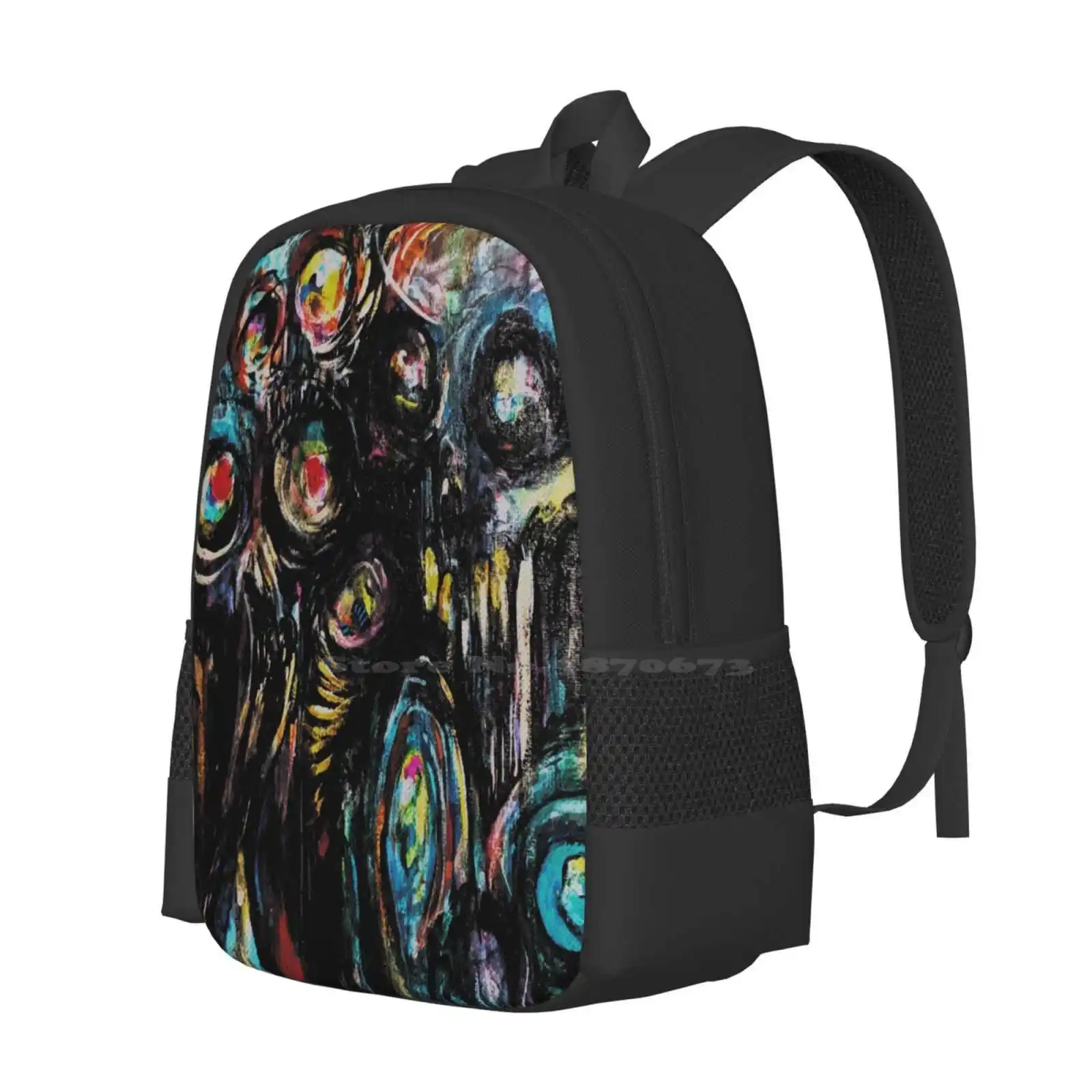 Skushrooms Hot Sale Schoolbag Backpack Fashion Bags Acid Trippy Mushrooms Vibrant Psychedelic Neon Colorful Dark Skulls Faces