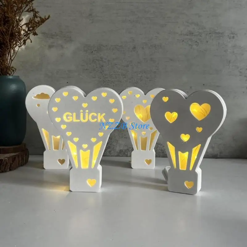 

T21F Soft Glow LED Hot Air Balloon Shaped Silicone Mold Home Decoration Gypsum Making Mould Wedding Decoration Supplies