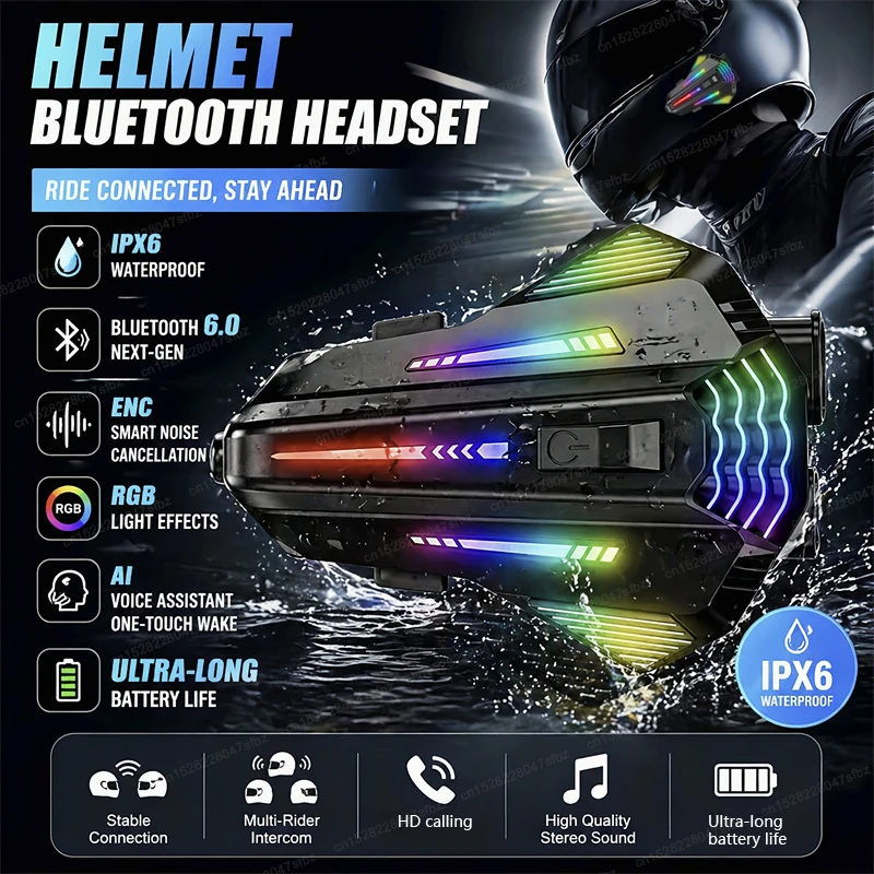 

TW2S Motorcycle Helmet Headset Bluetooth Stereo Intercom HD Call Earphone Wireless Communication Interphone Music Sharing 800mAh