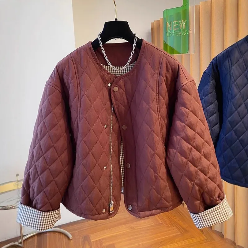 

American Fashion Trend Thin Cotton Jacket Autumn Winter Vintage Casual Coat Women 2025 New Loose Long Sleeve Tops Mujer