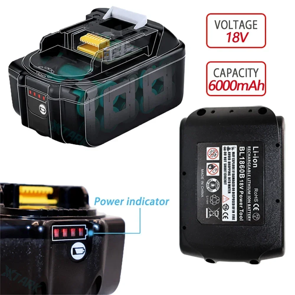 Latest Upgraded BL1860 Rechargeable Battery 18 V 6000mAh Lithium for Makita 18V Battery BL1840 BL1850 BL1830 BL1860B LXT 400