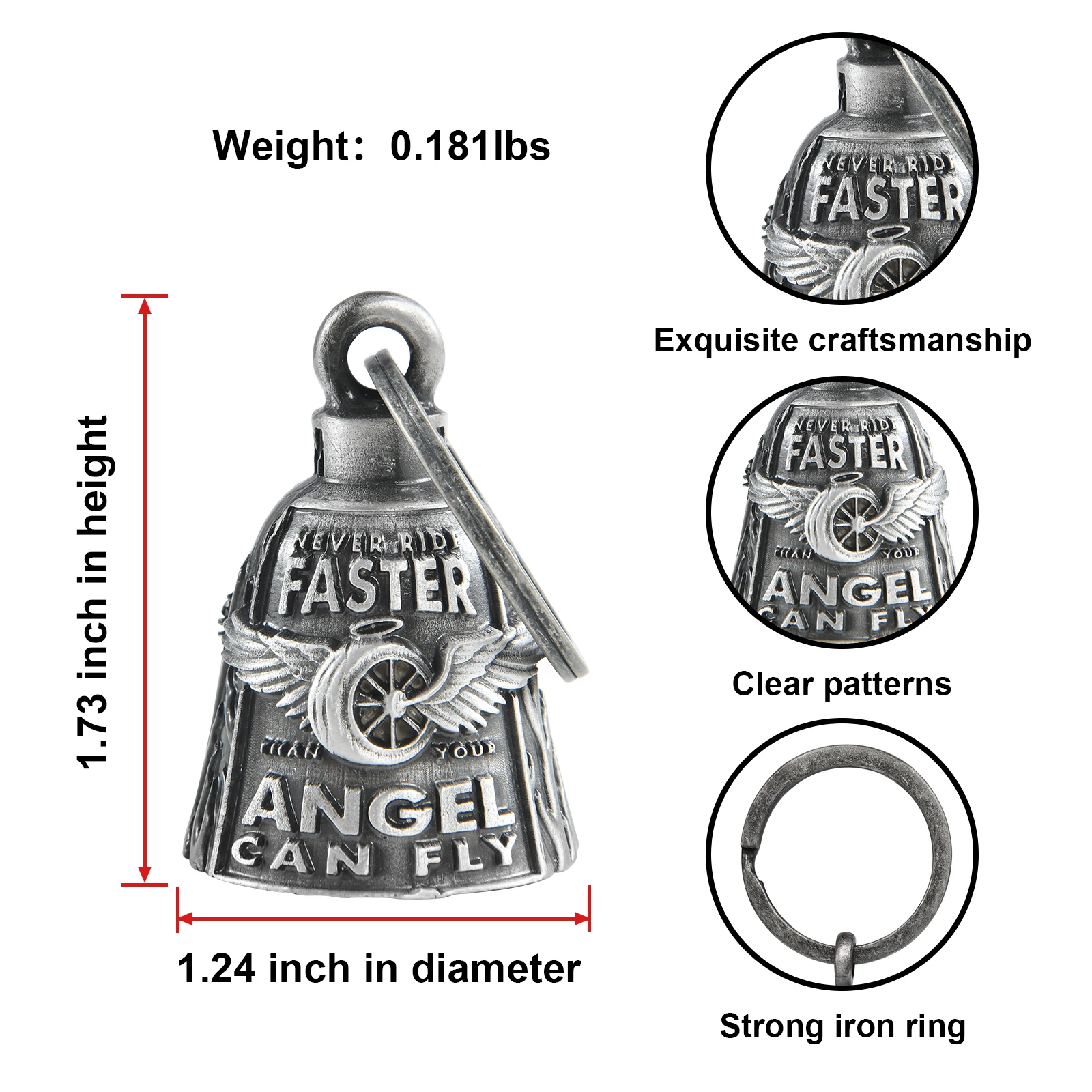 Motorcycle Bell Guardian Angel Drive Away Gremlin, Biker Bell for Men Women Rider Riding, Good Luck Gift