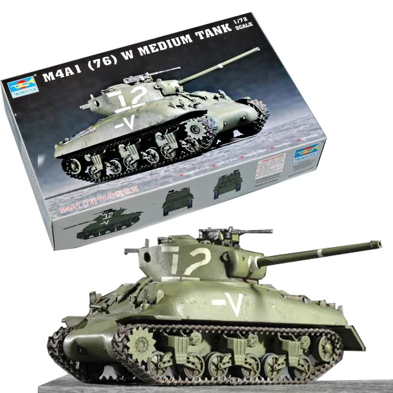 عازف البوق 1/72 USA M4A1 76 W نموذج تجميع عسكري للدبابة المتوسطة مركبة قتالية مدرعة 07222