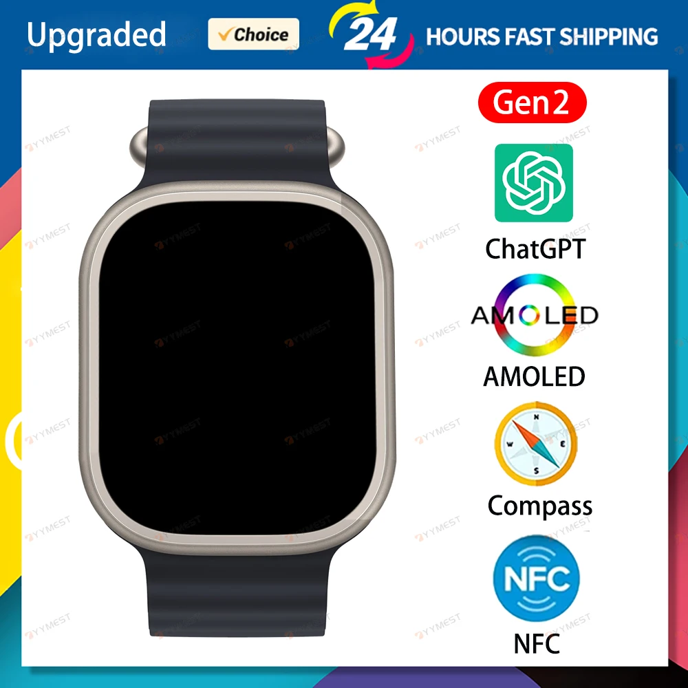 GEN 2 HK8 Pro MAX Ultra Smart Watch Series 8 49mm 2.12″ Amoled Screen High Refresh Rate NFC Compass Sport Watch PK Hello Watch3+