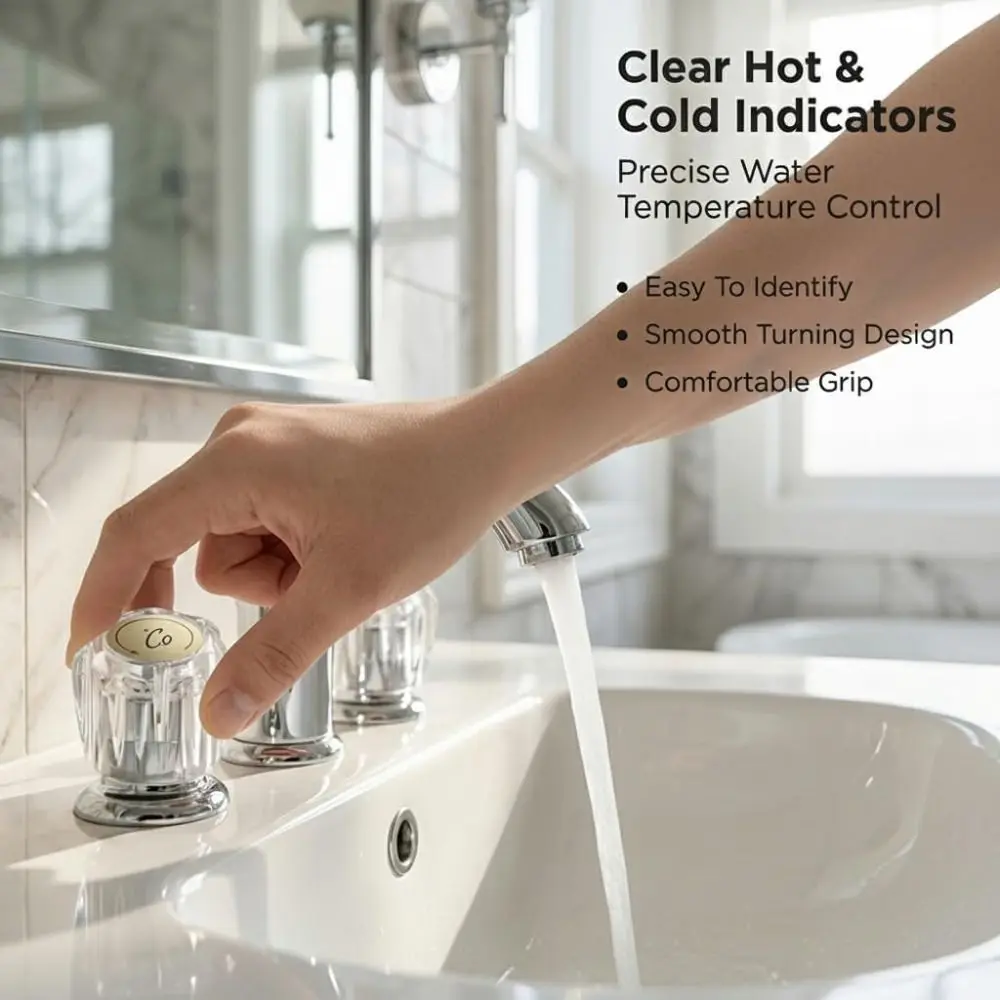 2pcs Professional Clear Acrylic Faucet Knobs Durable Replacement Kit Faucet Handles Universal Bathtub Knobs Parts Vanity