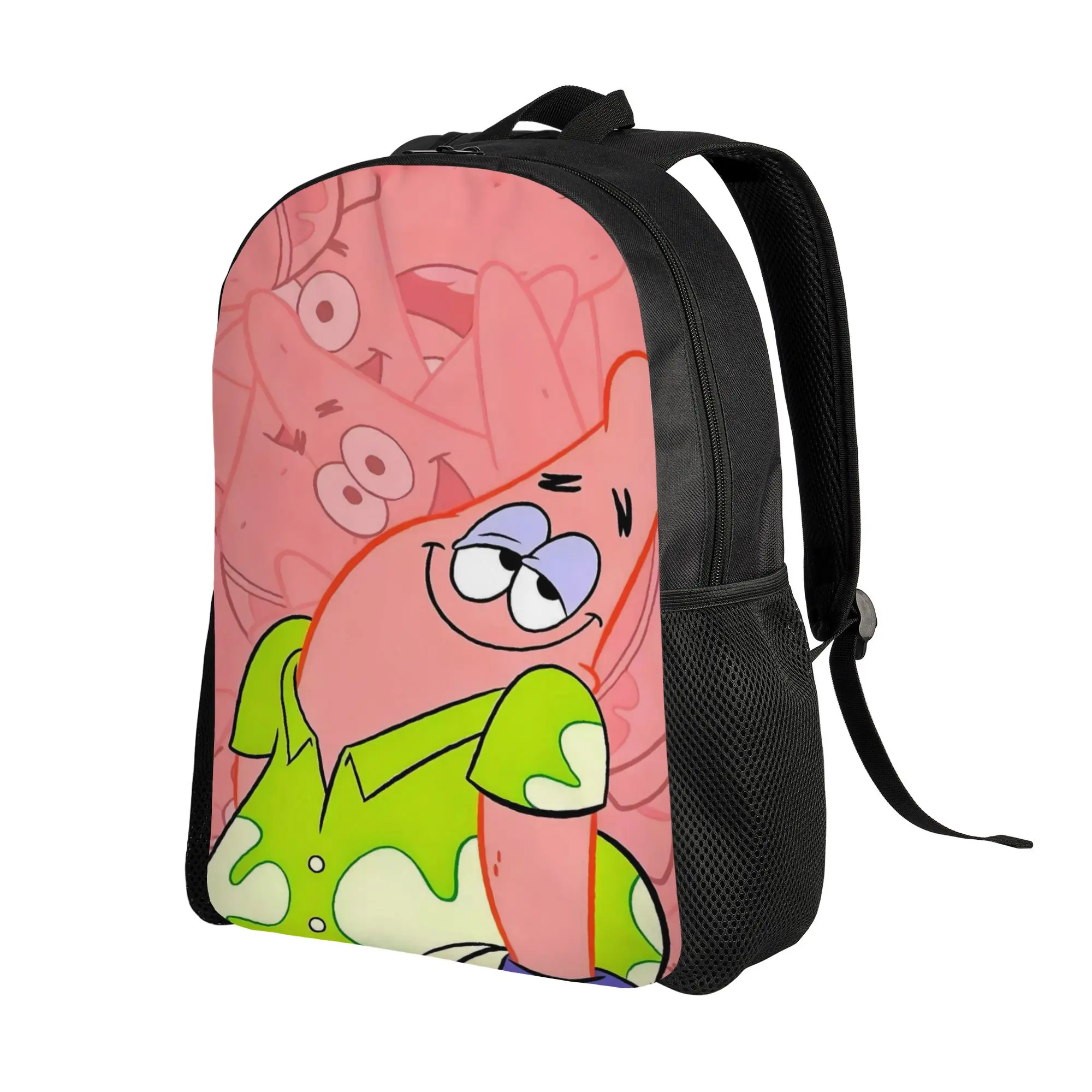 S-SpongeBobed Soft Pink Solo Patrick Art Backpack  Workout Backpacks Boy Girl High Quality Soft School Bags Streetwear Rucksack