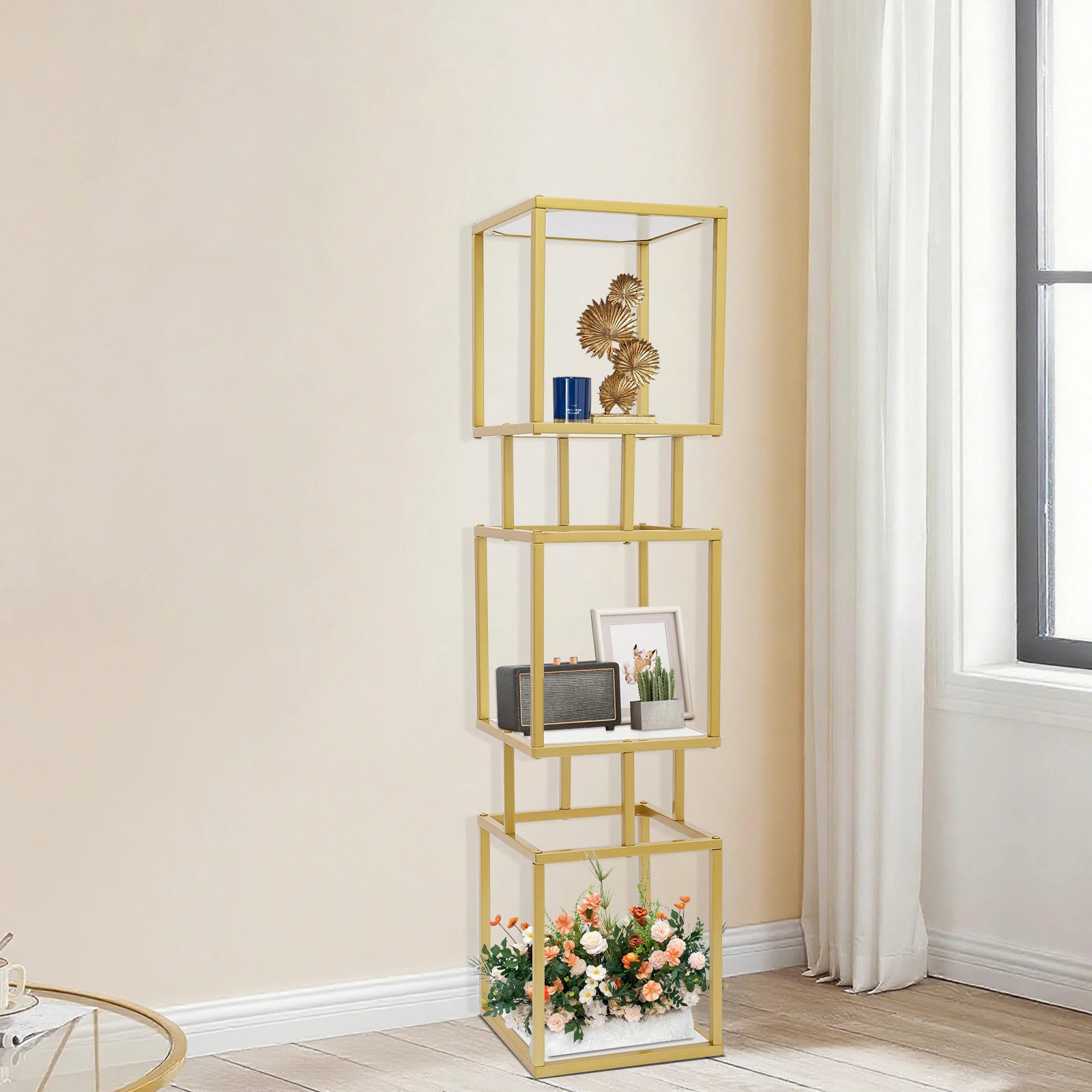 

Elegant Cube Shelving Unit 3 Tier 127cm Height for Small Space Solutions in Apartments Offices and Modern Home Decor Displays