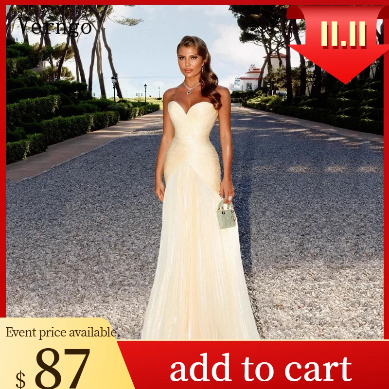 

Verngo Light Yellow Shiny Chiffon Prom Gowns Sweetheart A Line Evening Dresses Women Elegant Formal Occasion Dress Customized