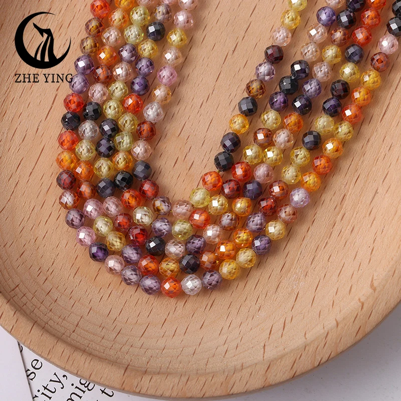 Zhe Ying 4mm Luxury AAA Zircon Beads Small Tiny Natural Stone Fashion Diy Bracelet Necklace Earring Beads Accessories