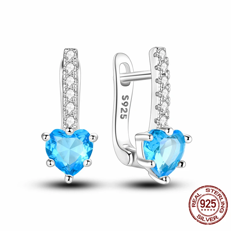 

High-quality S925 sterling silver earrings, women's blue zircon earrings, anniversary and wedding jewelry gifts.