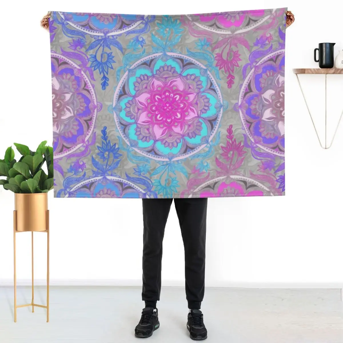 

Pink, Purple and Turquoise Super Boho Medallions Throw Blanket Year Round Soft Comfortable Blanket for Home