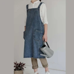 New Adults Apron Adjustable Housekeeping Denim Apron Cooking kitchen for Women Men restaurant coffee milk tea shop work clothes