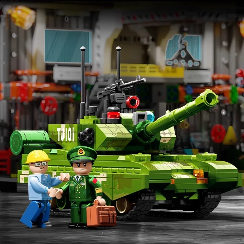 SEMBO الرئيسية معركة خزان الجمعية مصنع اللبنات مجموعات MOC العسكرية سلسلة نموذج سيارة الطوب هدايا عيد الميلاد الأولاد اللعب #4