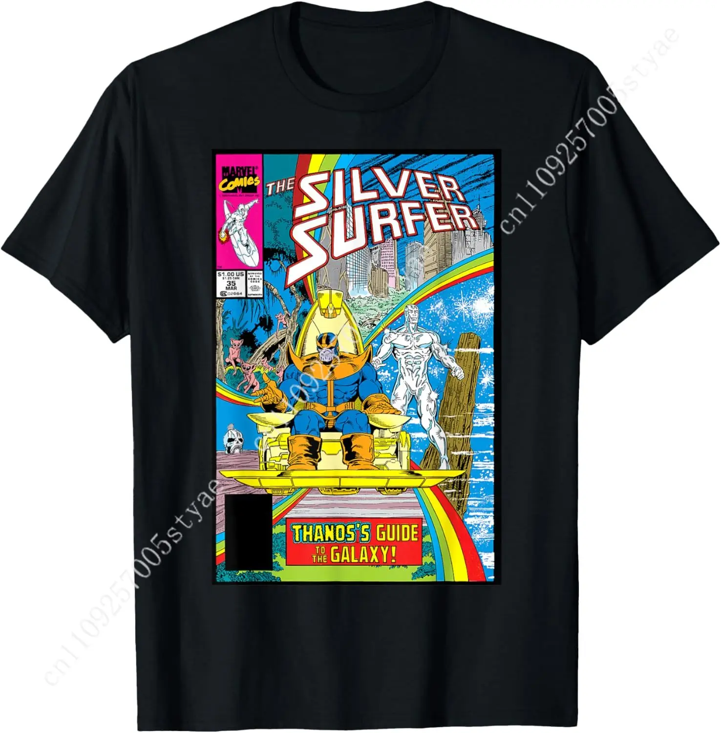 Marvel Silver Surfer Rainbow Thanos's Guide Comic Cover T-Shirt