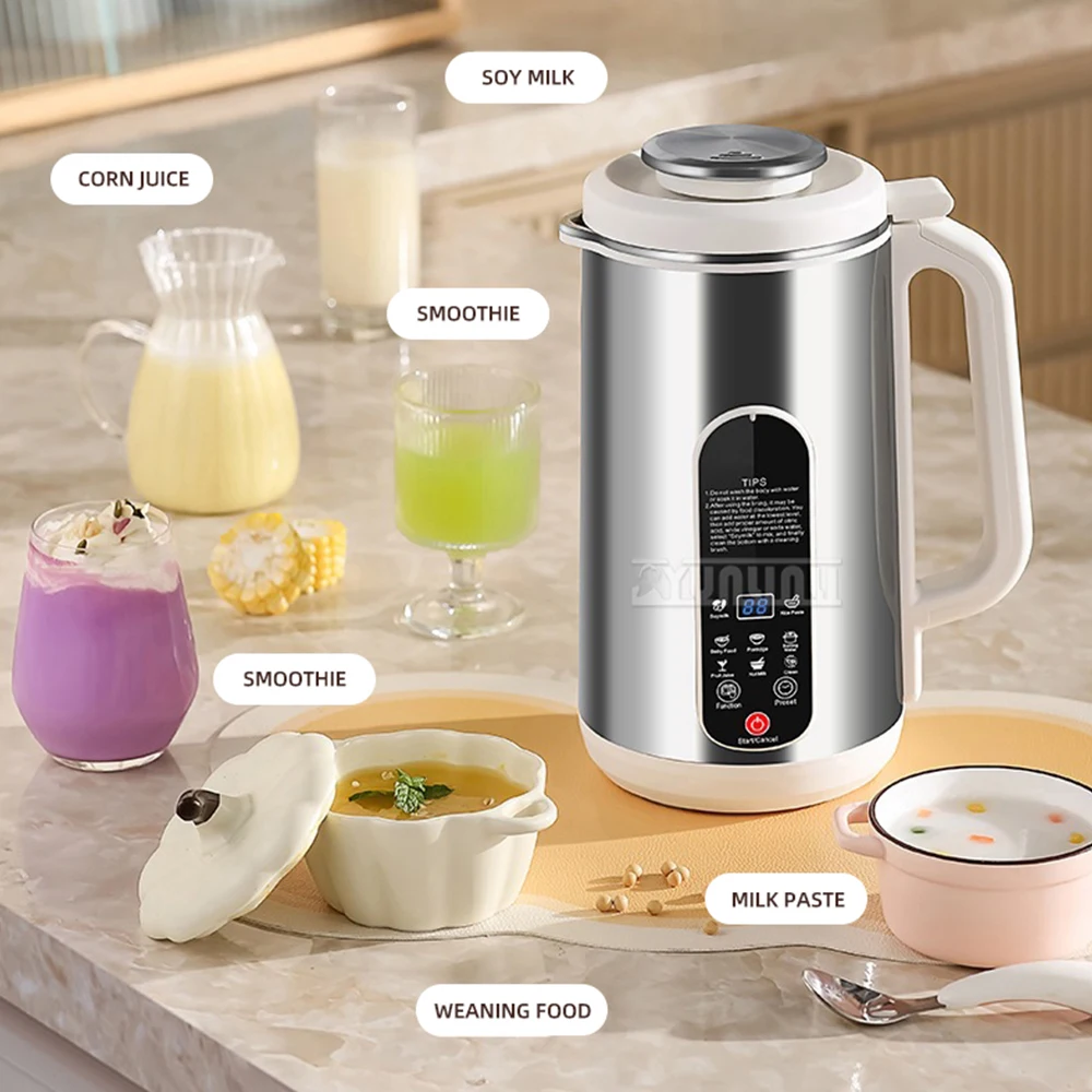 

1.5L Soybean Milk Machine Bubble-Free Automatic Cleaning Blender High-Speed Mixer Stainless Steel Leche De Soja Máquina