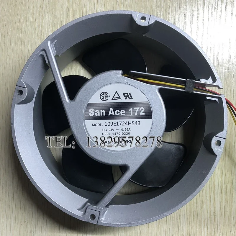 

SANYO DENKI 109E1724H543 DC 24V 0.58A 172x172x51mm 3-Wire Server Cooling Fan