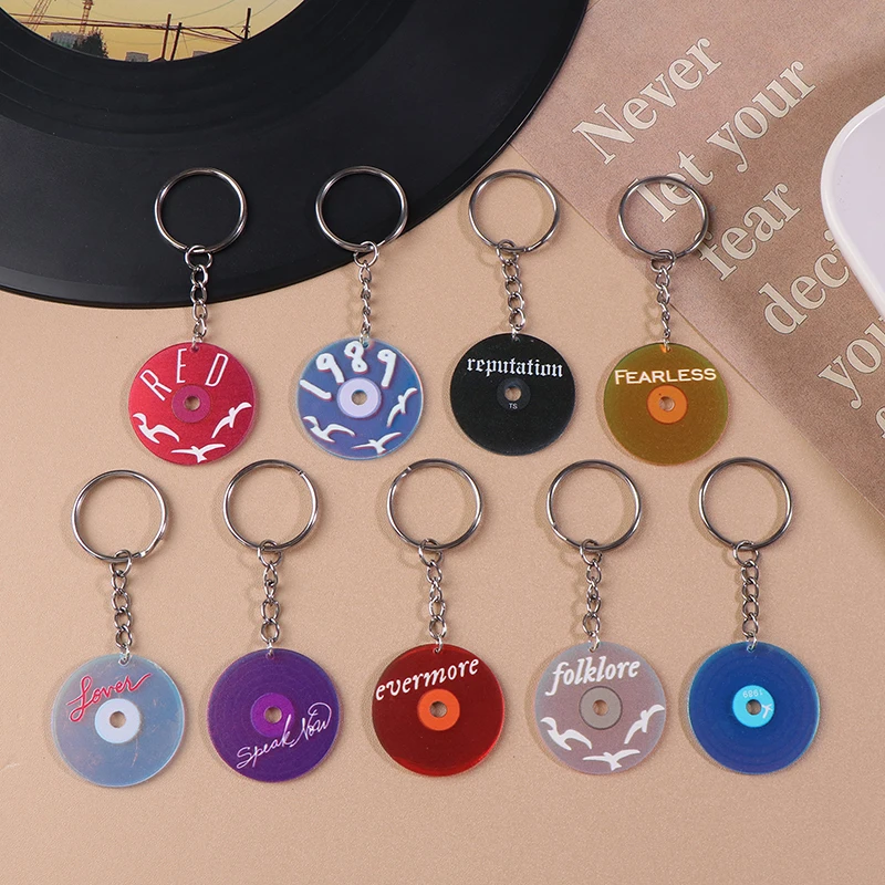 Creative Glitter Acrylic Circular Record Charm Pendant For DIY Earrings Keychain Making