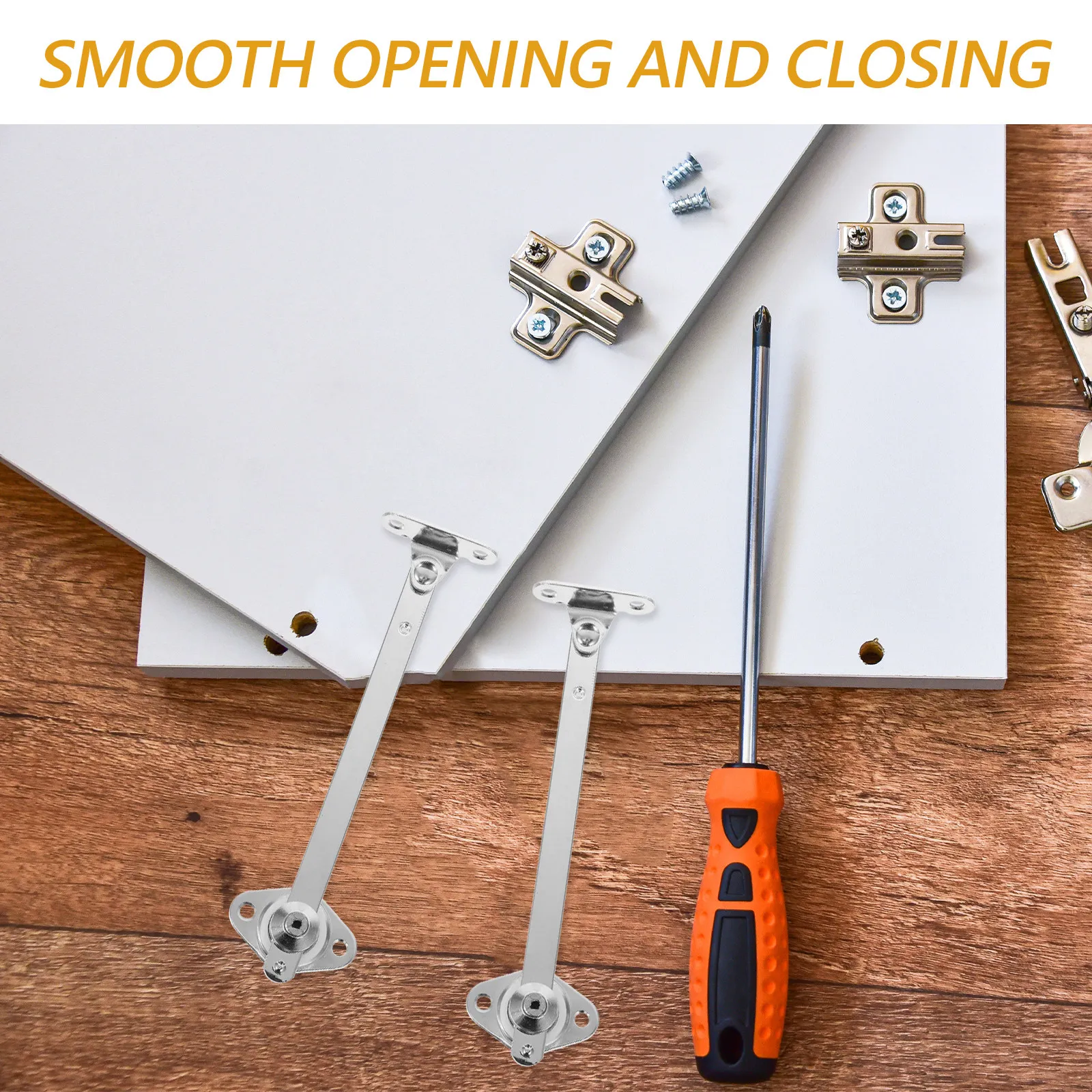 2Pcs Flip-Down Cabinet Door Lift Support Rod Stainless Steel Heavy-Duty Furniture Door Hinge Damper Kitchen Cupboard